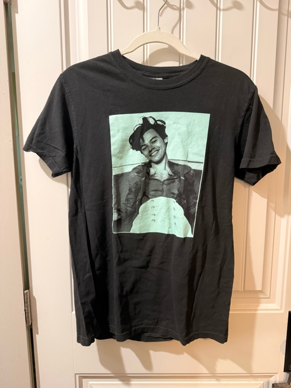 Harry styles Black Graphic Tee with Mint Photo Print